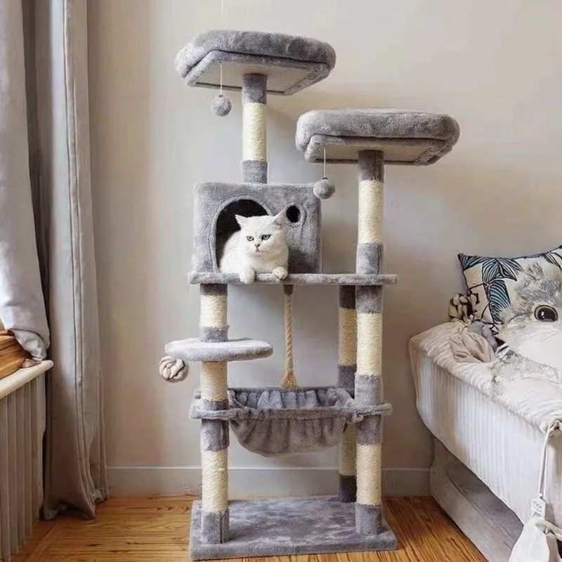 2026 New Large Cat Tree Integrated Jumping Platform Sisal Post Climbing Frame Quality Wood Factory Wholesale for Pet Supplies