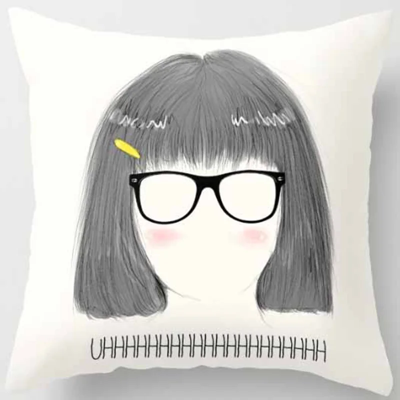 Abstract Figure Make Up Sunglasses Pattern Pillow Cases Short Plush High Quality Square Thick Pillow Case Covers 45cm By 45cm