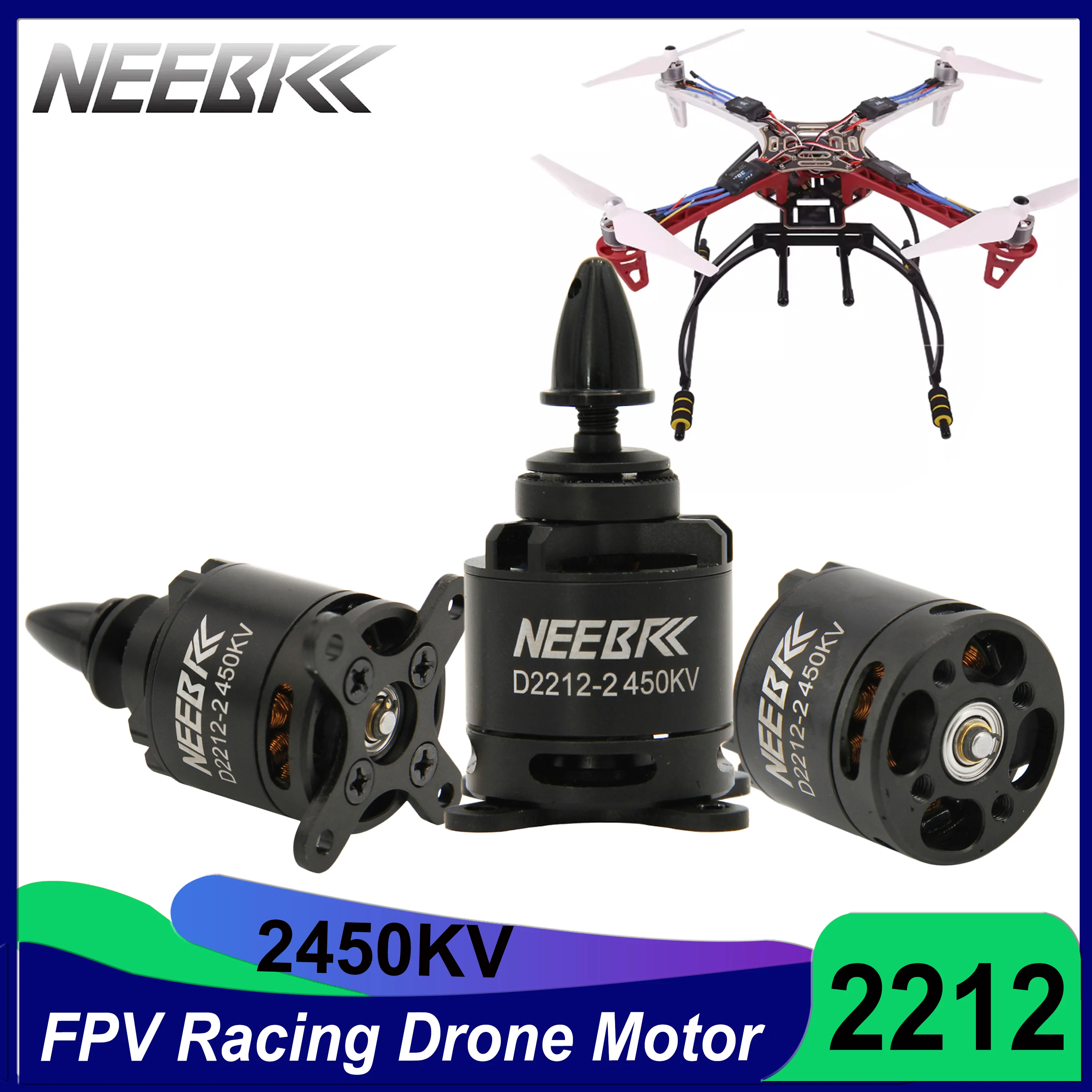 

1/4pcs NEEBRC 2212 2450KV Brushless Motor 2-3S for FPV Racing Drone RC Plane Fixed-Wing Aircraft Multicopter 6040 Propeller