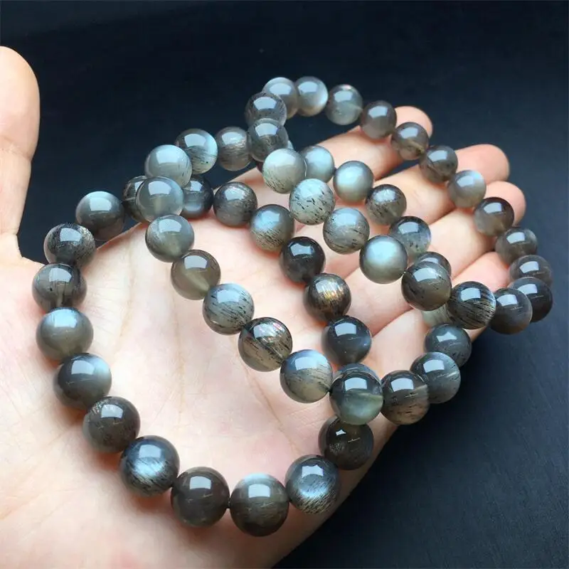 10MM Natural Black Gold Skeeton Crystal Bracelet Colorful Gemstone Bead Strings Fashion Beautifully Jewelry For Men And Women