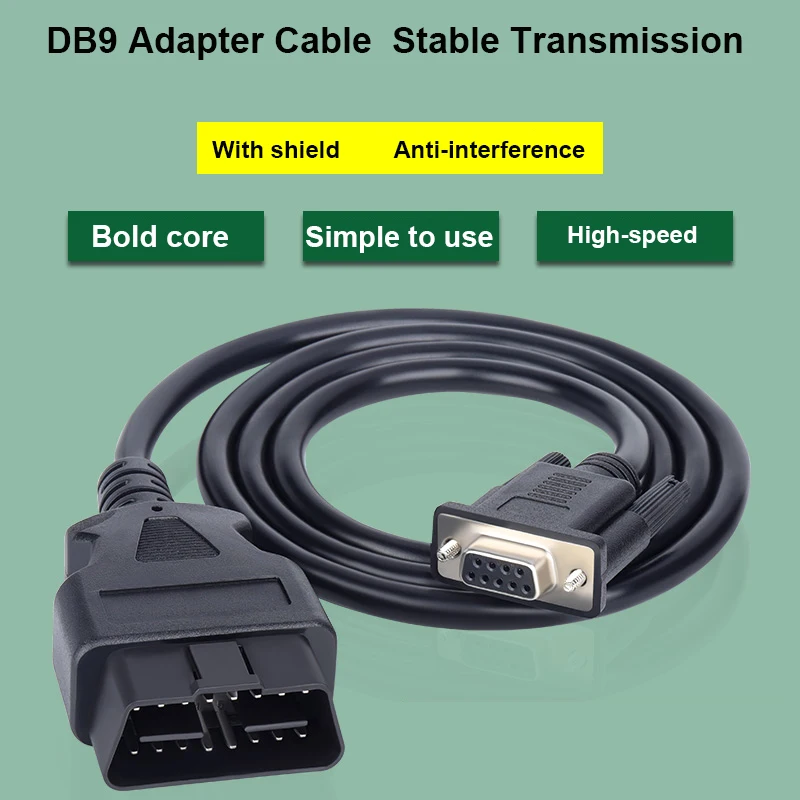 OBD 2 Cable 16 Pin To DB9 Female Serial Port RS232 Adapter Connector Car Cable 1.13 Meter 16PIN TO DB9 Serial RS232 OBD2 CABLE