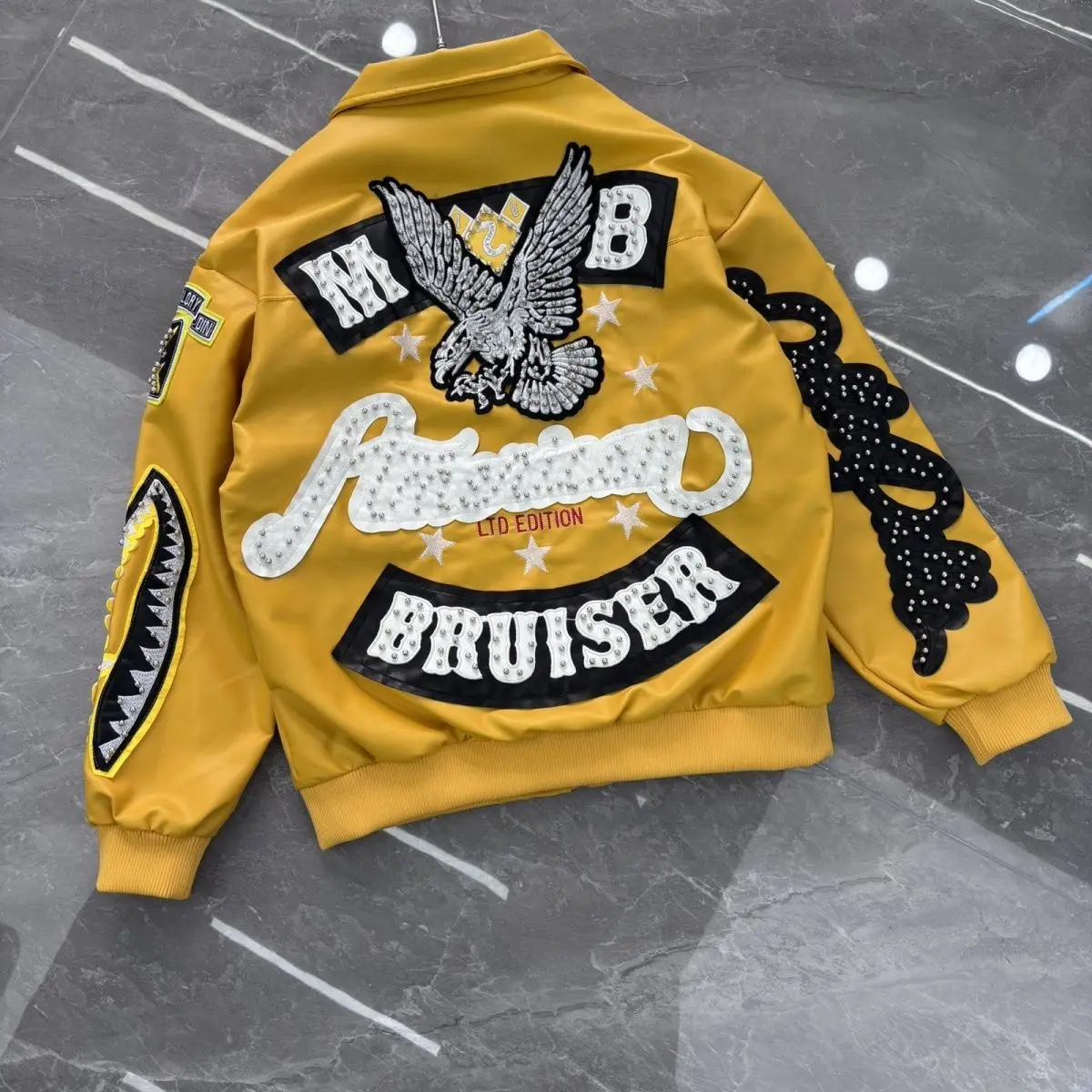 アメリカンレトロレザージャケット バイクコート スタンドカラー フライトジャケット 秋冬 重工業刺繍入り 新品コート