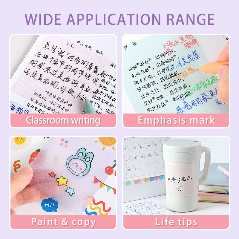 مذكرة لاصقة ملونة شفافة ، 4 ألوان ، TZ3015 ، TZ3016 ، TZ3017