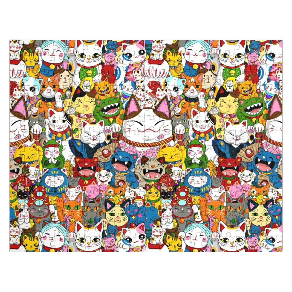 Maneki Neko (Lucky Cat) Collection Jigsaw Puzzle Wooden Puzzle Boxes Wood Animals