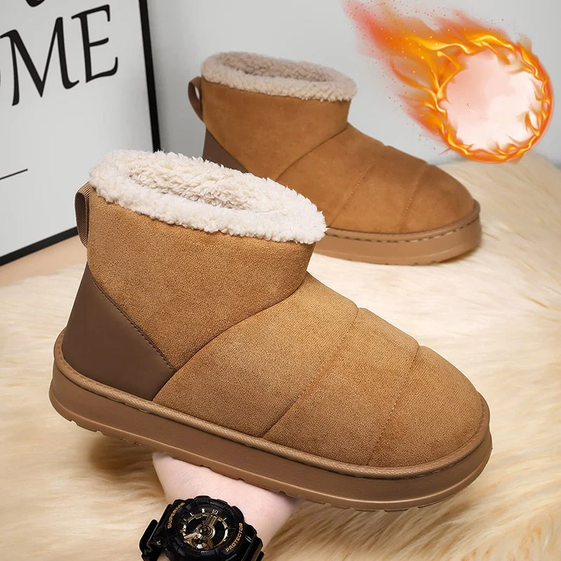 

Autumn and Winter Men's High-Top Cotton Shoes with Velvet Lining and Warm Snow Boots