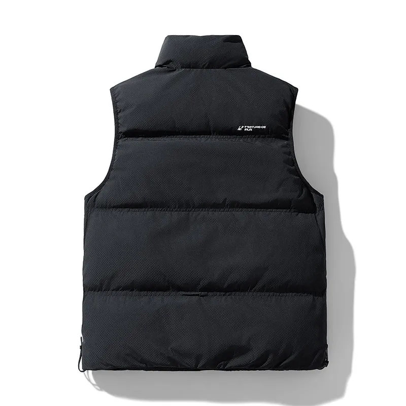 Men's Down Jacket Autumn Winter New Solid Color Simple Thickened Warm Outdoor Sports Stand Collar Coat Men's Sleeveless Jacket