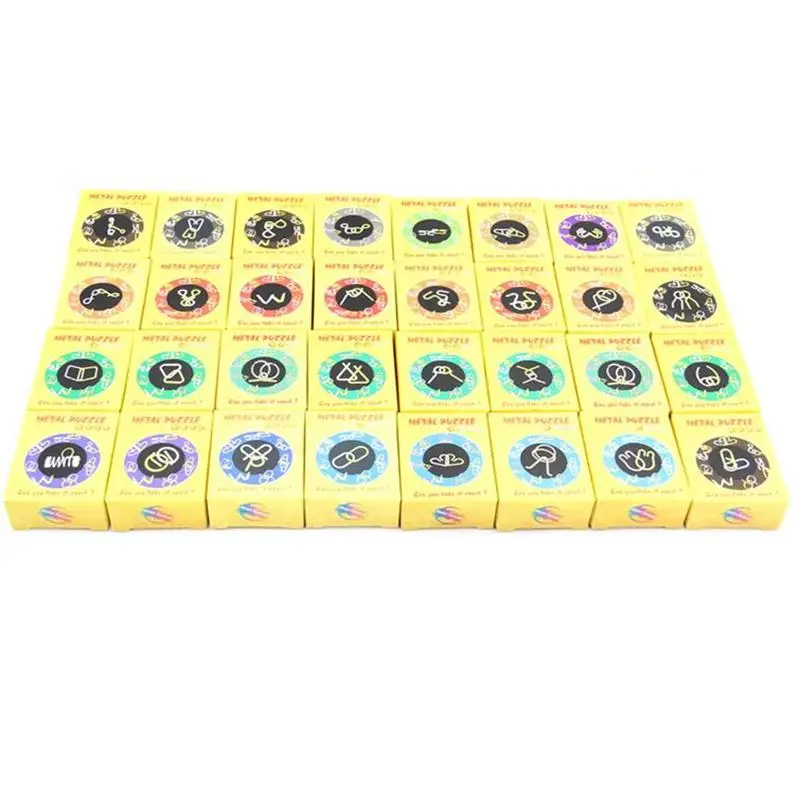 Conjunto de 32 peças de quebra-cabeças mágicas educacionais com fio de metal emaranhado, jogo de quebra-cabeças com solução para adultos e crianças