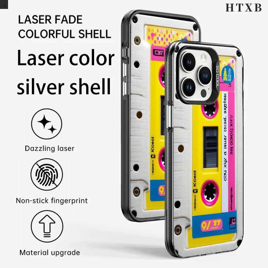 

Чехол для телефона с неоновой кассетной лентой в стиле ретро для iPhone от 17 до 11 Pro Max Plus