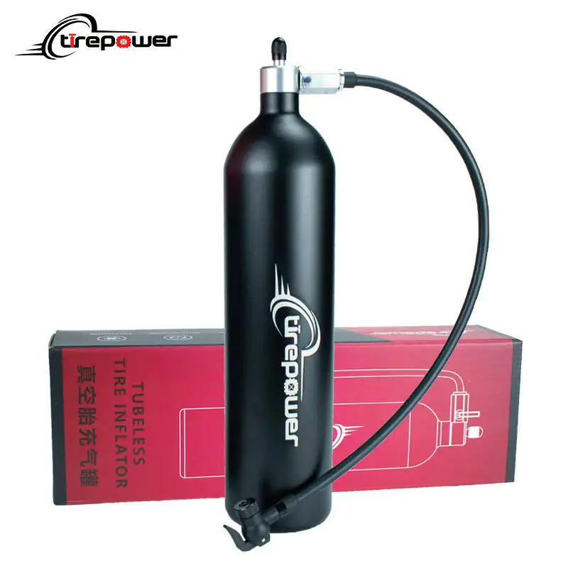 1.3L MTB Road Bike Tubeless Tire Inflator Tyre Air Booster Black Air bottle With Valve Gas Cylinder For Bike Tubeless 29