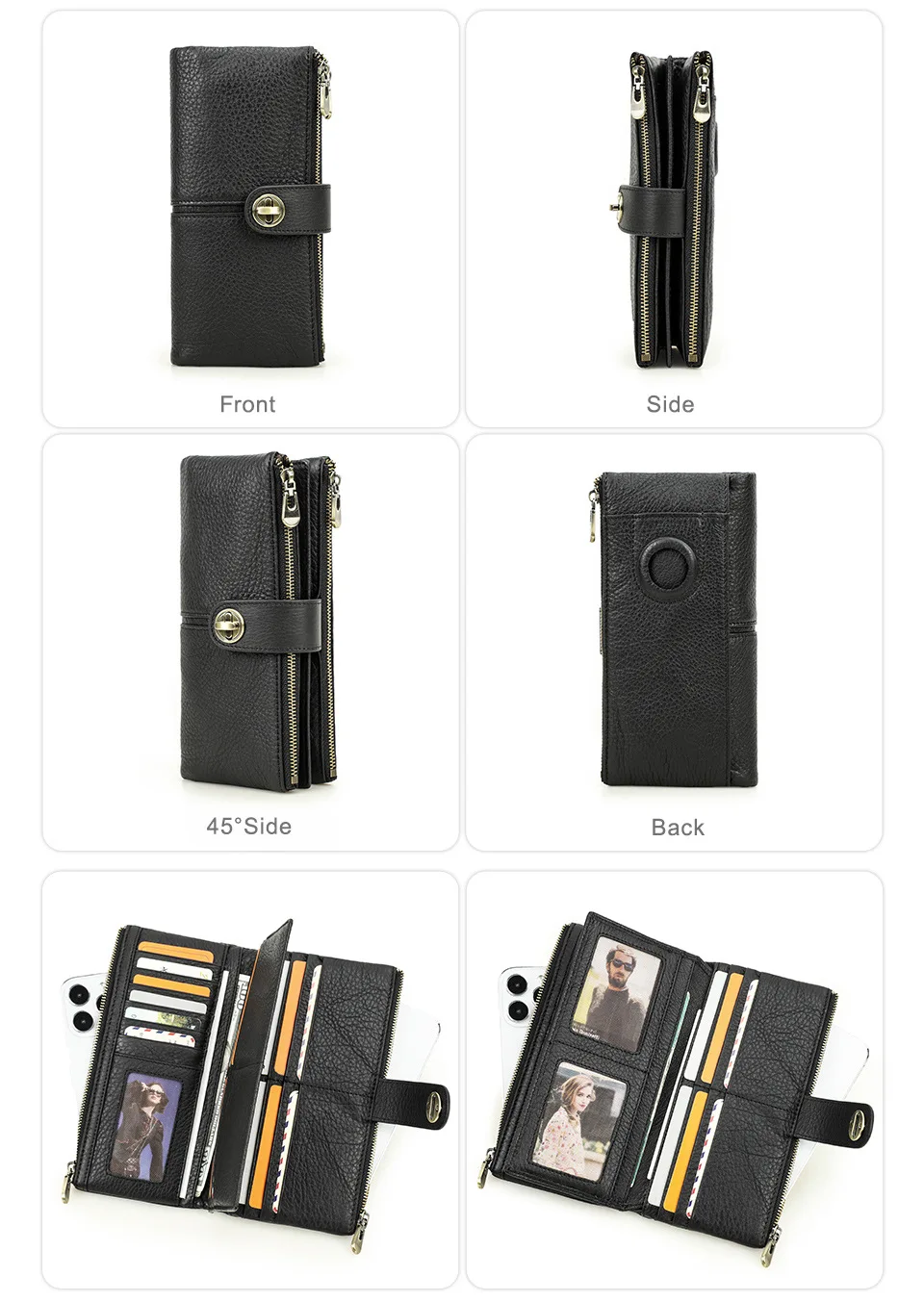 YKOSM Lange Frauen Airtag Brieftasche Luxus Echtes Leder Zipper Geldbörse Dame RFID Blocking ID Kreditkarte Tasche Anti-verloren karte Halter – Detail 18