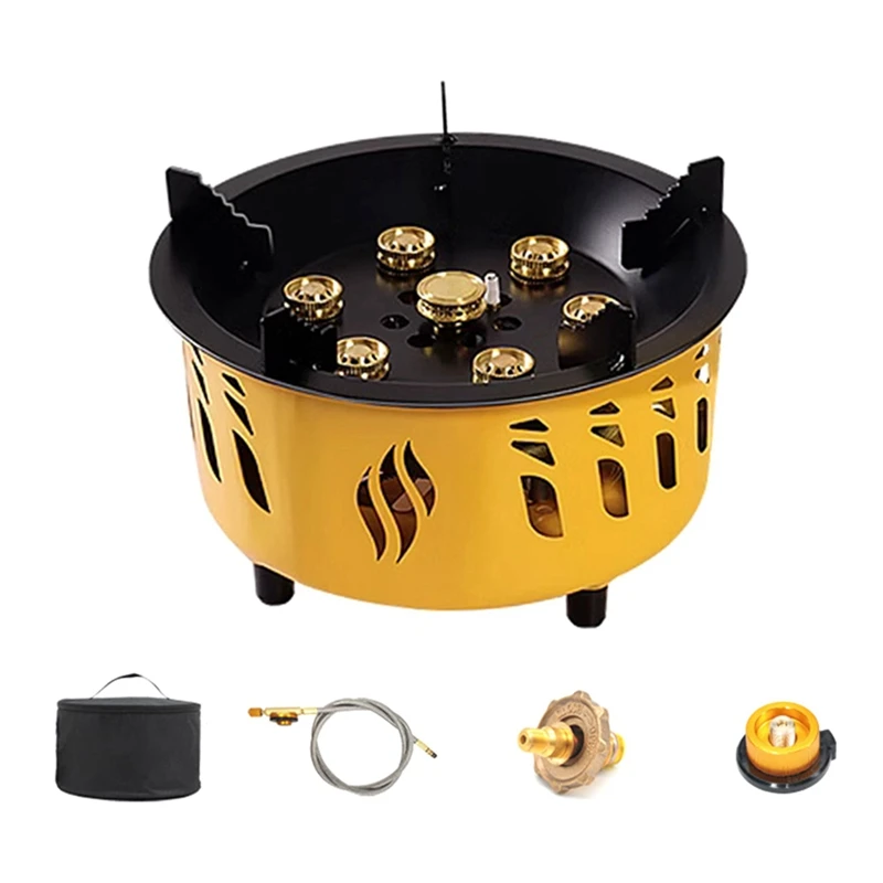 

Outdoor 7Core Power Gases Burner Stove Backpacking Stove Adjustable Gases Valve Windproof Stove Burner Durable B