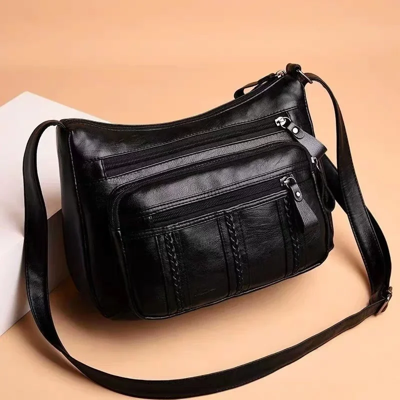 Nowa moda Crossbody jedno ramię damska torba w średnim wieku mama miękka skóra małe torba kwadratowa torebki i torebki