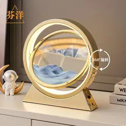 3D Hourglass Creative Quicksand Table Lamp Moving Sand Art Picture Deep Sea Sandscape In Motion Display Flowing Sand Home Decor