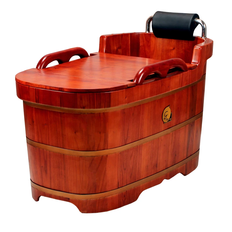 High end Chinese toon wooden bathtub, soaking bucket, soaking bucket, solid wooden bathtub, adult winter soaking bucket