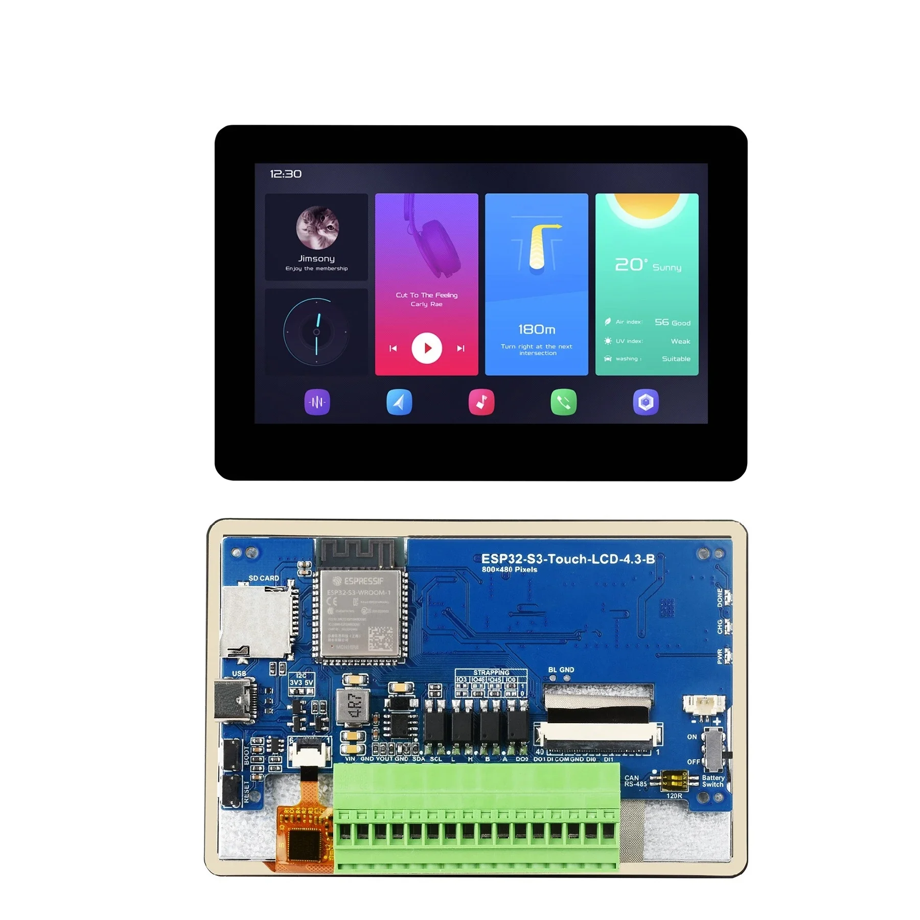 RoRuSESP32-S31 Module LX7 Dual-core Processor Support WiFi Bluetooth4.3-inch LCD Capacitive Touch Screen Development Board