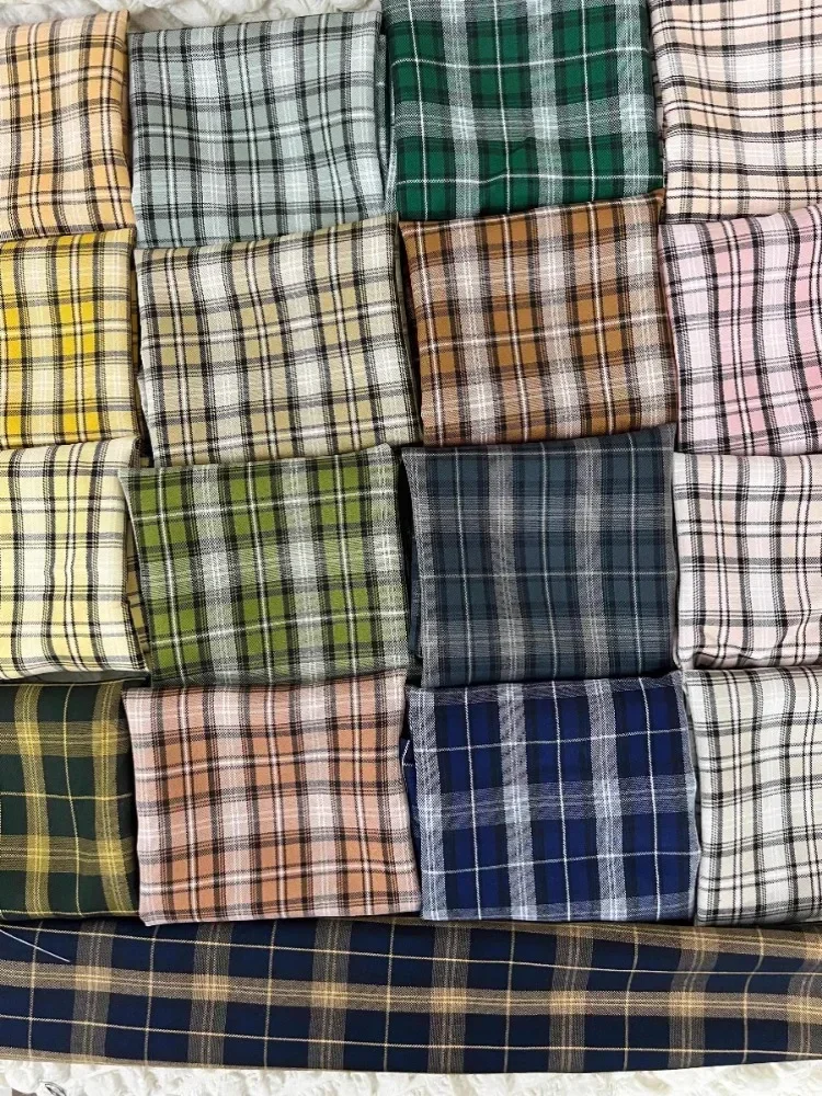 Yarn-dyed Plaid Fabric By The Meter for Skirt Bag Sofa Picnic Pants Diy Sewing Cloth Soft Comfortable Breathable Black White Red