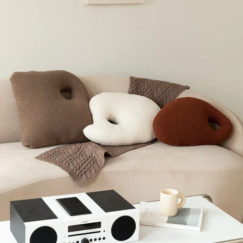 Scandinavian special-shaped pillow sofa pure color sheep stuffed bay window back pillow modern casual bed cushion sofa cushion