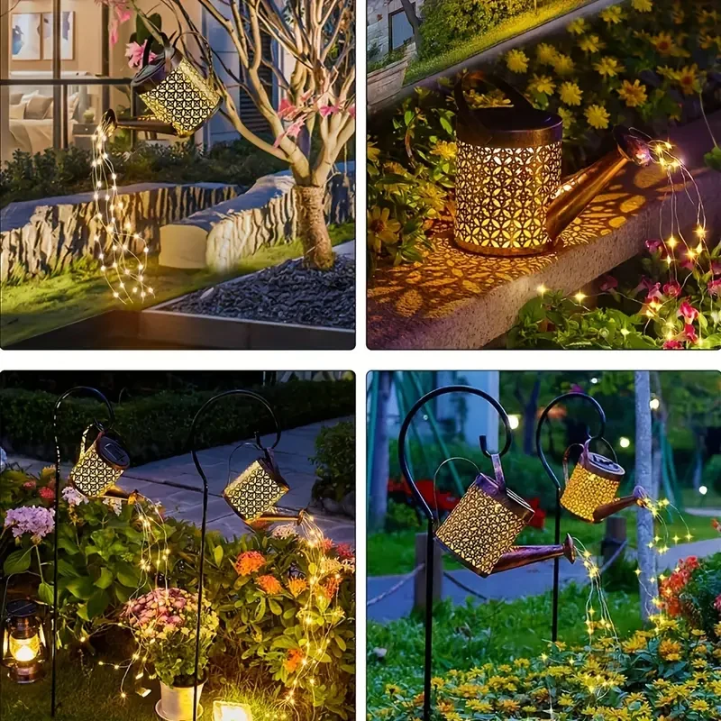 علبة سقاية بالطاقة الشمسية مع أضواء في الهواء الطلق أضواء الحديقة الشمسية حديقة ديكور أضواء الشمسية فانوس معلق مقاوم للماء للفناء #2