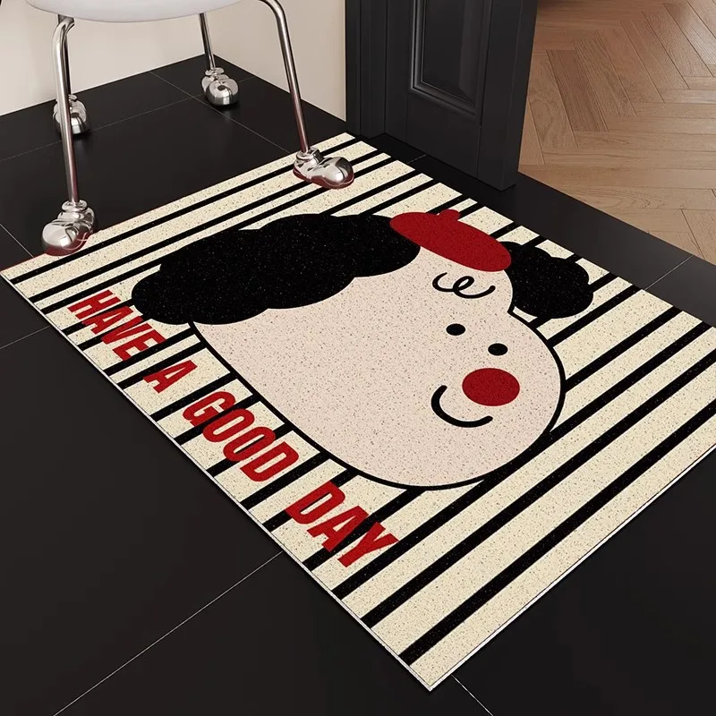 Cartoon Puppy Welcome Entrance Doormat Pink Anti-slip PVC Floor Mat Entry Porch Hallway Entryway Home Decor Dust Removal Carpet