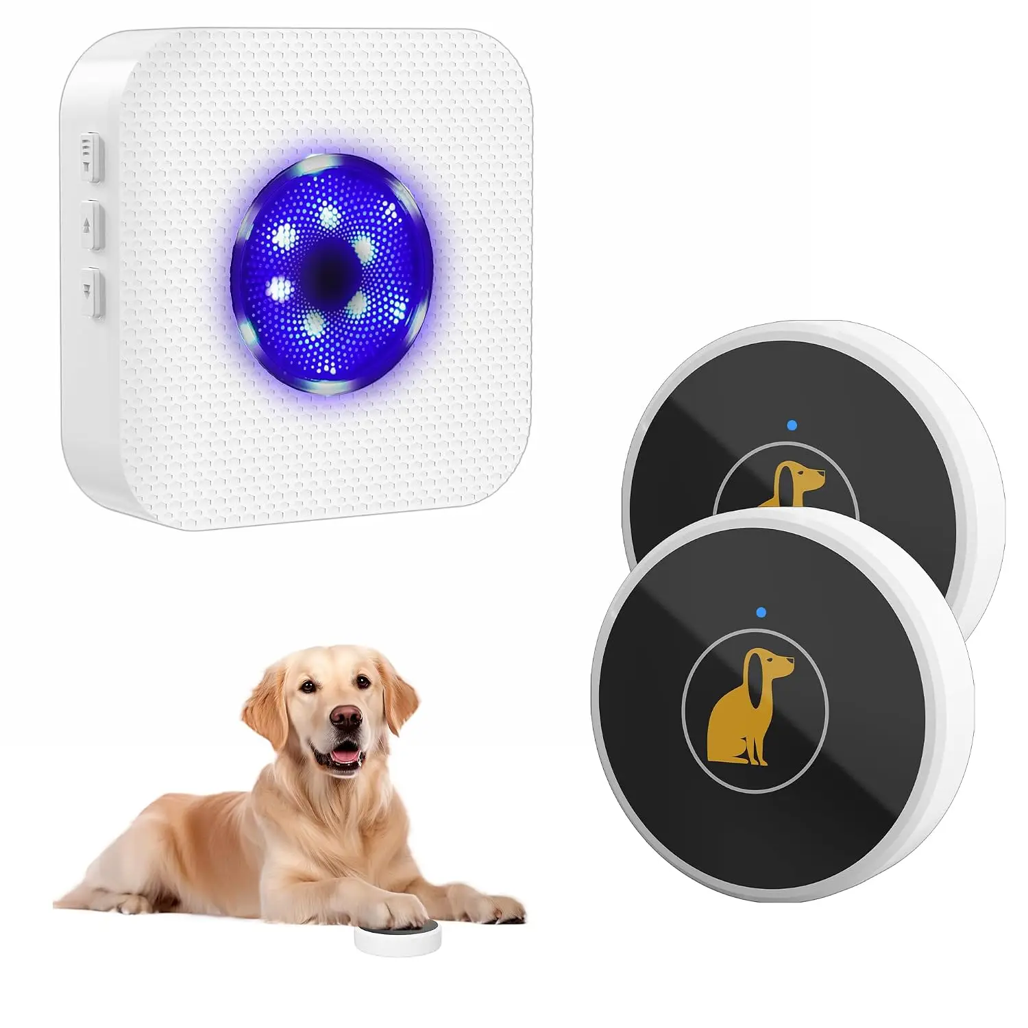 Dog Door Bell Wireless Pet Chime 55 Melodies 1000ft Range 5 Volume 2 Modes IP65 Waterproof 2 Transmitters, Customized
