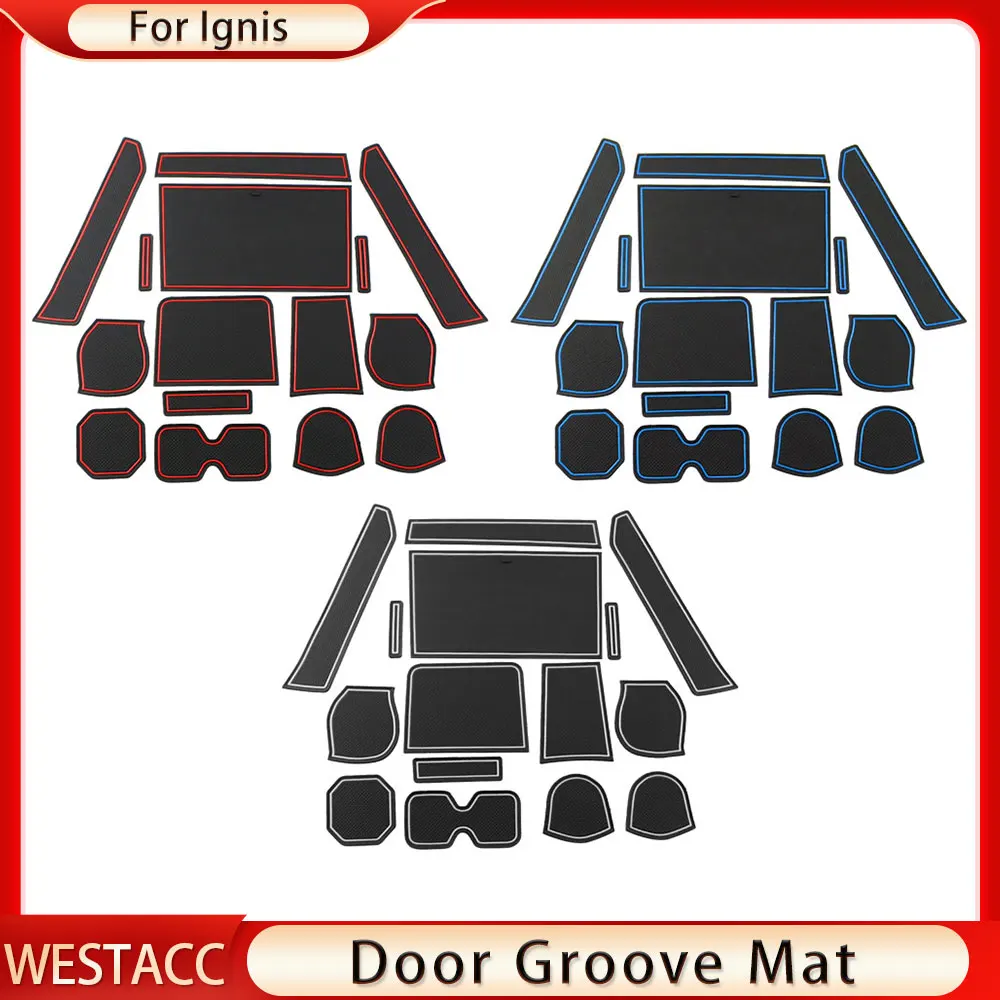 15Pcs/set Silicon Non-Slip Gate Slot Cup Pad Mat for SUZUKI IGNIS Door Groove Mats Luminous Rubber Coaster Cusion Accessories