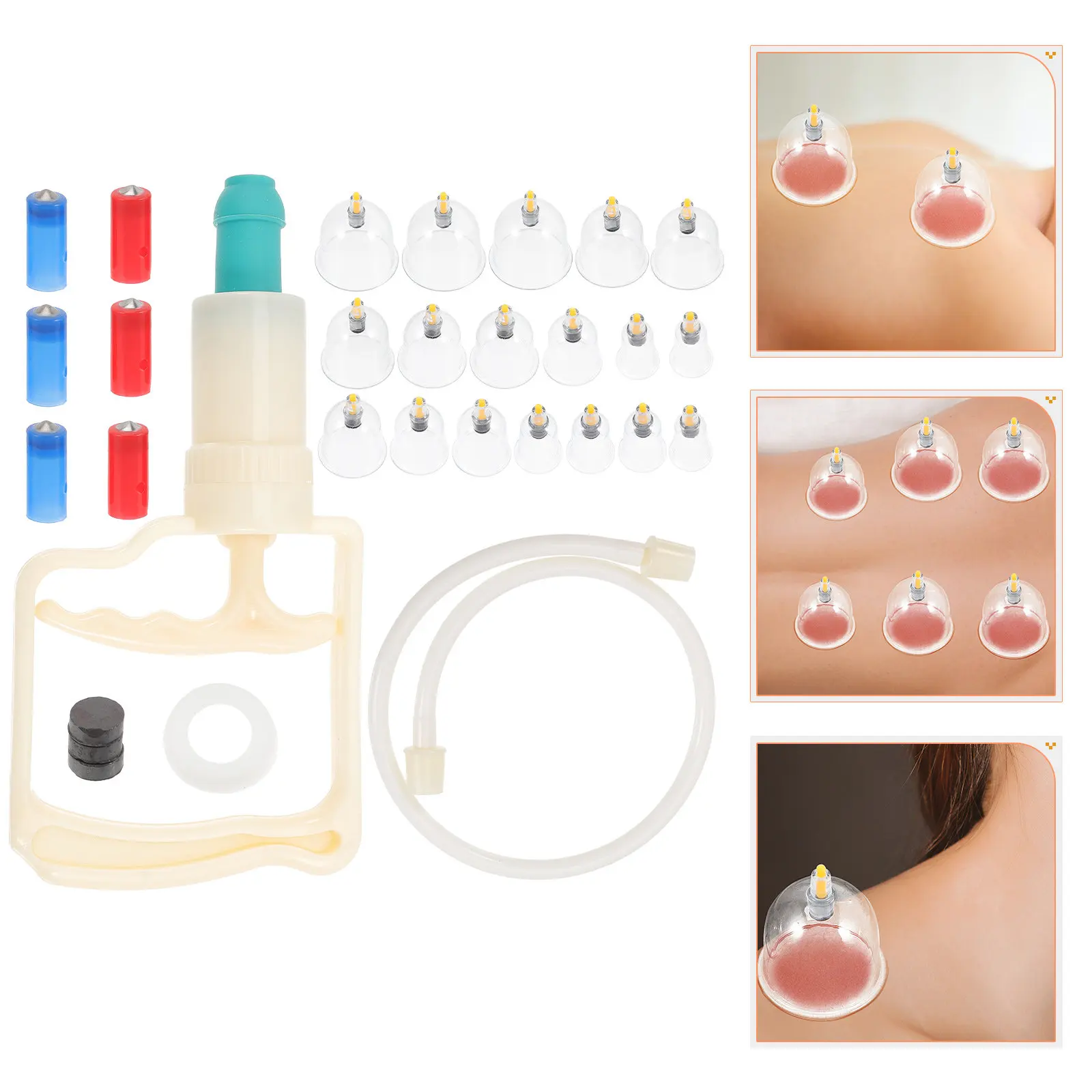 

1Set Vacuum Cupping Set Premium Plastic Rubber Cupping Therapy Cups for Meridian Clearing Wind Dampness Relief Blood Circulation