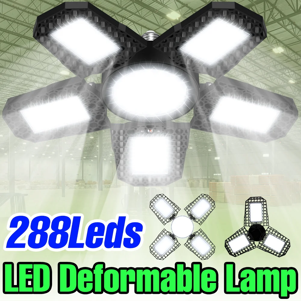 

LED Garage Light E27/E26 Foldable Workshop Lamp 220V Spotlight Bulb 110V Storehouse Basements Parking Lot Large Area Lighting