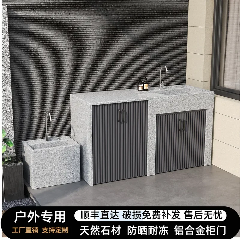 Outdoor Natural Granite Stone Laundry Sink with Washing Machine Cabinet Outdoor Pool Stone Sink 2026 New
