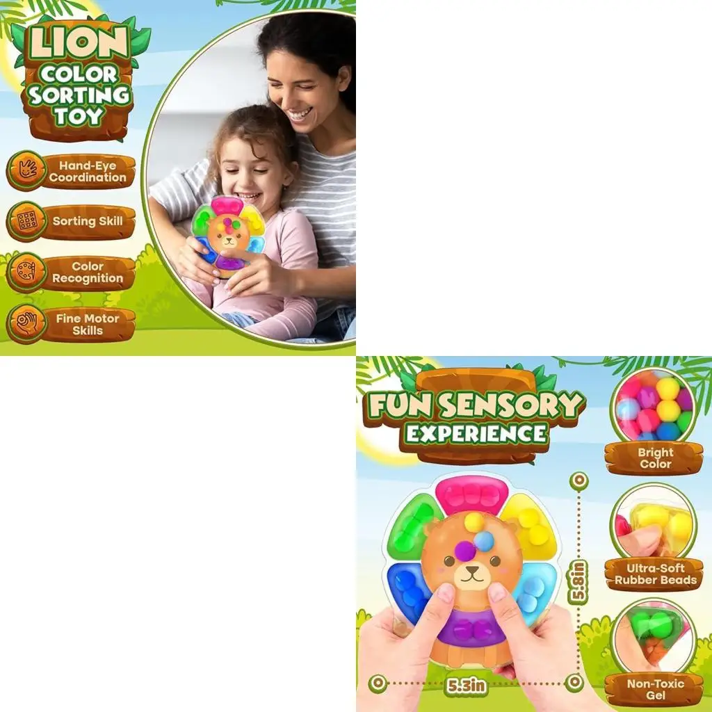 PVC Lions Toying Smorze Senory Smorting Sfoglia per regolazione emotiva Stimolazione della prima infanzia Apprendimento