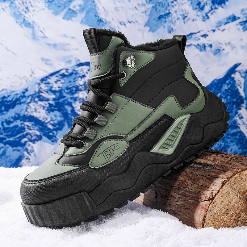 

Men's High - Top Snow Boots - Winter Fleece - Lined Thickened Warm Cotton Boots, Casual and Non - Slip