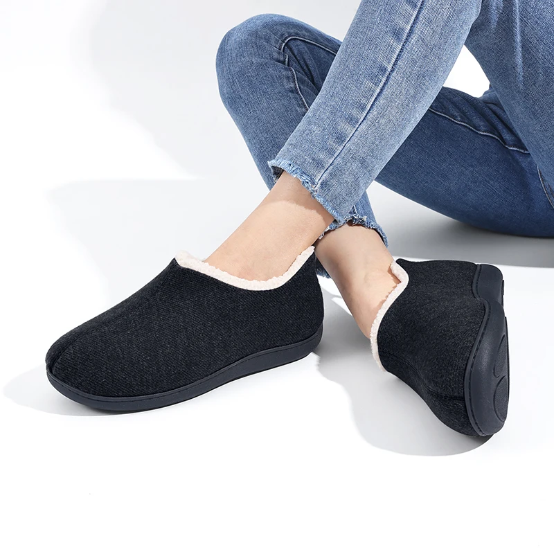 Shevalues Damen Winter Baumwollschuhe Warme Fleece-Gefütterte Indoor-Outdoor Fell-Hausschuhe Rutschfeste Gummisohlen Herren Flauschige Hausschuhe – Detail 16