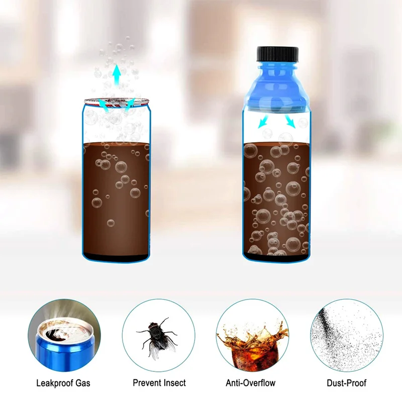 6 stücke Wiederverwendbare Kunststoff Bier Wasser Dispenser Deckel Schutz Kappen Abdeckung Flasche Top Soda Saver Kann Mode Zubehör – Detail 8