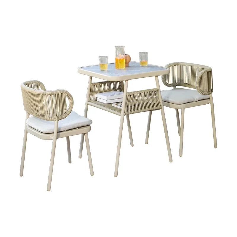 

Home leisure rattan chair balcony coffee table courtyard garden outdoor small table and chairs