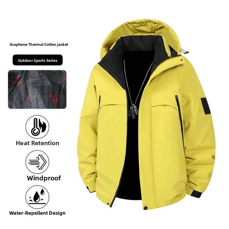

Outdoor Thiened Warm Pure Color Hooded Cotton Jaet Youth Faion Loose Fit Regular Length Polyester Fiber 00%