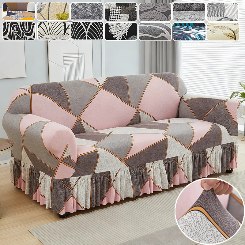 

All-inclusive Skirt Elastic Non-slip Dust Sofa Cover Bedroom Living Room Home Decoration 1/2/3/4Seater Funda De Sofá Ajustable