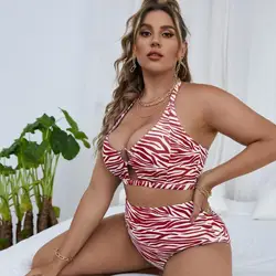 2023 nowy Plus Size damskie stroje kąpielowe duży strój kąpielowy dwuczęściowy zestaw z wysokim stanem zestaw Bikini Push-Up Sexy Indie Fashion