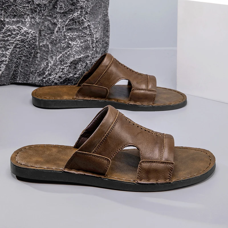 

Daily Walking Men Slippers Modern Elegant Outline Thick Cushioned Insole Non Slip Durable Shoes For City Travel Outdoor Leisure