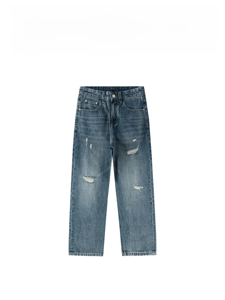 

BAIRBAOLIY Высококачественные модные мужские джинсы свободного прямого кроя, укороченные, весна-лето, новинка, городской стиль, хлопок/полиэстер