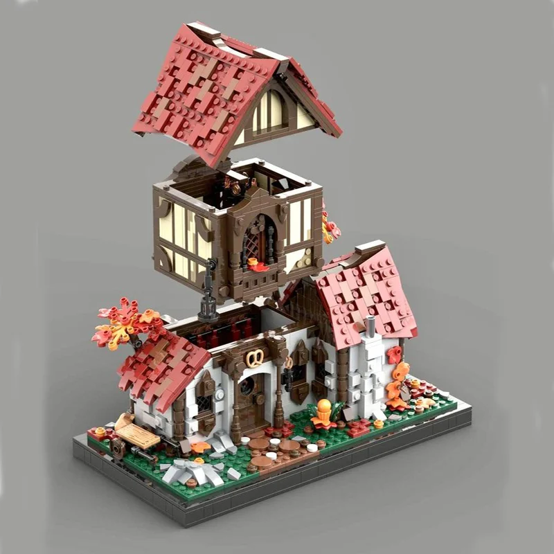 Nieuwe Moc Bouwstenen Middeleeuwse Architectuur Model Stad Bakkerij Modulaire Bouwstenen Gift Kinderspeelgoed DIY Montage Set
