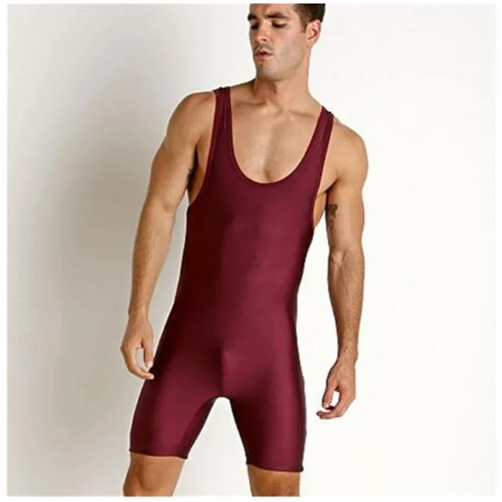 Men Wrestling Singlets Skinsuit Bodysuit Swimwear Gym Tights Sport Fitness Clothing Run Speedsuit Powerlift Suspenders Suit