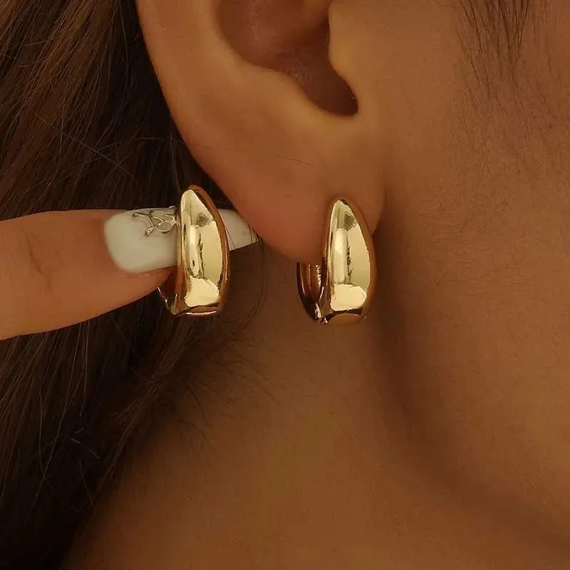 Pendientes de aro pequeños de Plata de Ley 925 para mujer, pendientes circulares gruesos y brillantes Vintage, regalos de joyería hipoalergénicos
