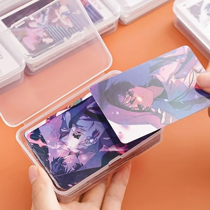 New Transparent Plastic Storage Box Photocards Small Card Storage Box Desk Organizer Box Classification Box Stationery