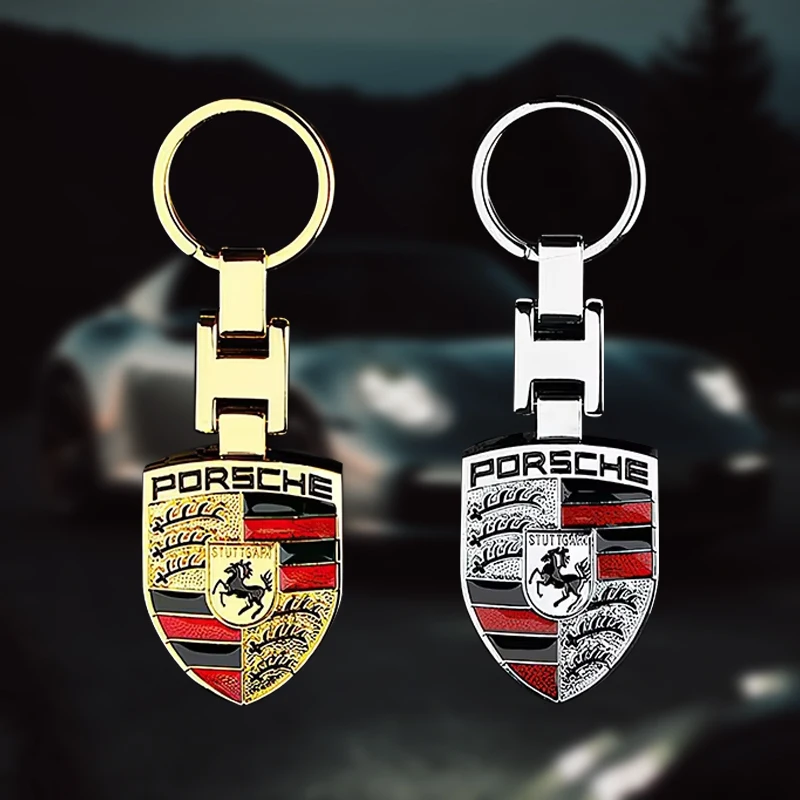 Metall Auto Embleme Schlüsselanhänger Schlüsselanhänger Dekoration Anhänger für Porsche Cayenne Panamera Macan 911 718 Taycan Boxster Cayman 918 Pajun