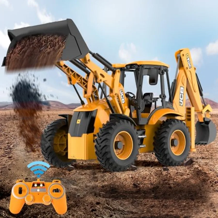 

1:20 Scale RC Excavator Loader with Rotating Arm and Realistic Sound Light Dual-Function Construction Model in Black High-Detai