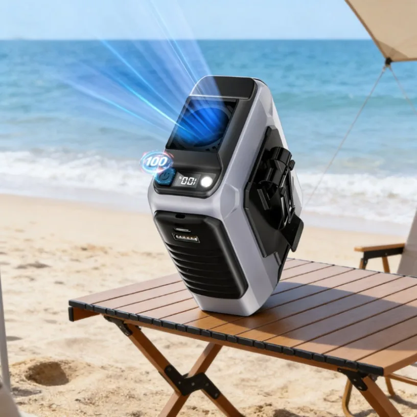 

2 in 1 Waist Clip Fan & Portable Power Bank 4000mAh Long Lasting Wearable Personal Fan for Outdoor Travel Working Emergency Use