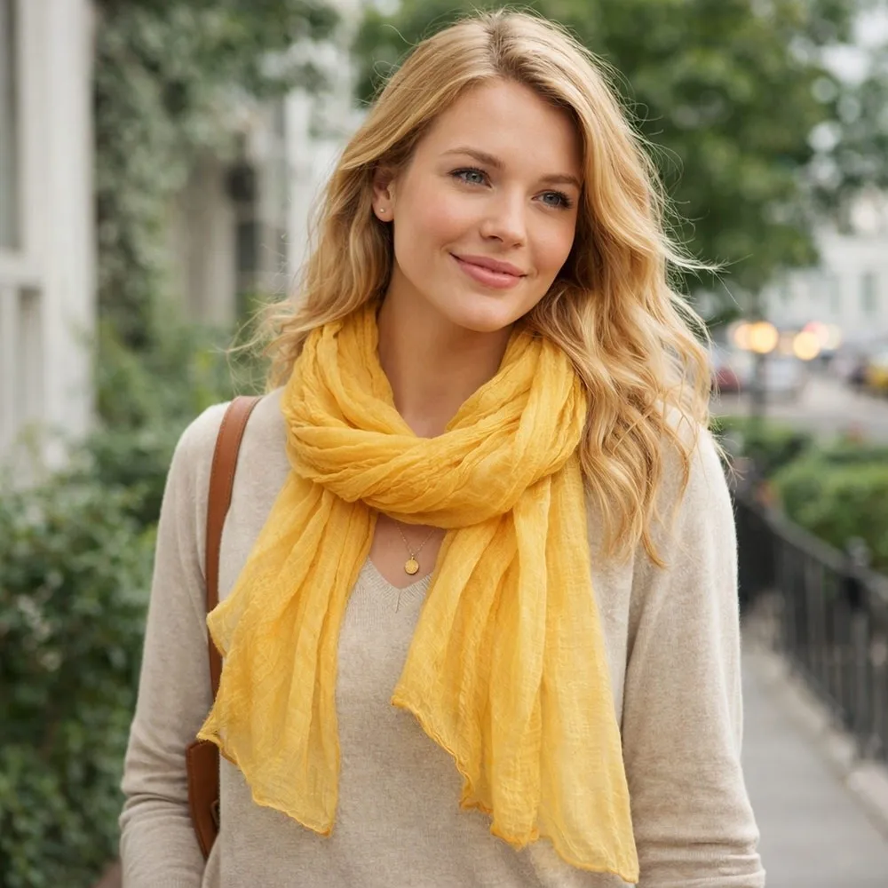 New Solid Color Chiffon Scarf Long Protection Shawl Silk Thin Soft Female Wrap Shawls Women's Fashion image 6