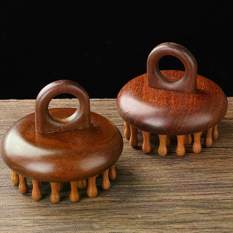 

Multi-Functional Massage Comb Massage Tools Portable Circular Tooth Guasha Combs Wood Therapy Scalp Head Massager With Ring