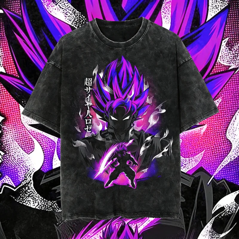 

Футболка Dragon Ball 2026 летняя оверсайз, 100% хлопок, винтажная, с принтом Super Saiyan Rosé, унисекс, повседневная, для фанатов аниме