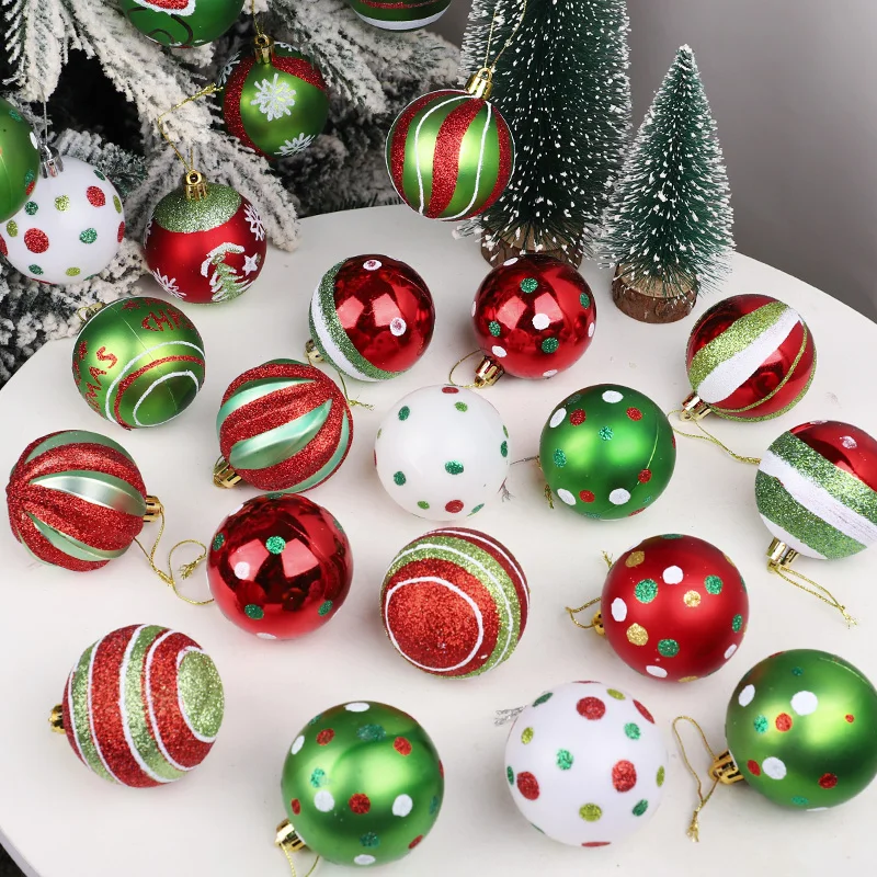 6 قطعة/صندوق بريق عيد الميلاد الكرة الحلي الكرتون ندفة الثلج الأيائل شريط شجرة عيد الميلاد ديكور معلق عيد الميلاد ديكور المنزل المعلقات