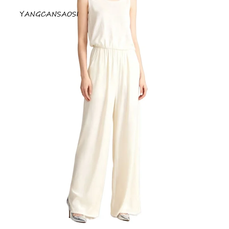 

Women's Autumn Fashion Clothing 30% Natural Mulberry Silk Velvet Skin Friendly Retro Elegant Versatile Casual Wide Leg Pants